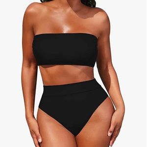 Bandeau two piece high waist bikini, new no tags